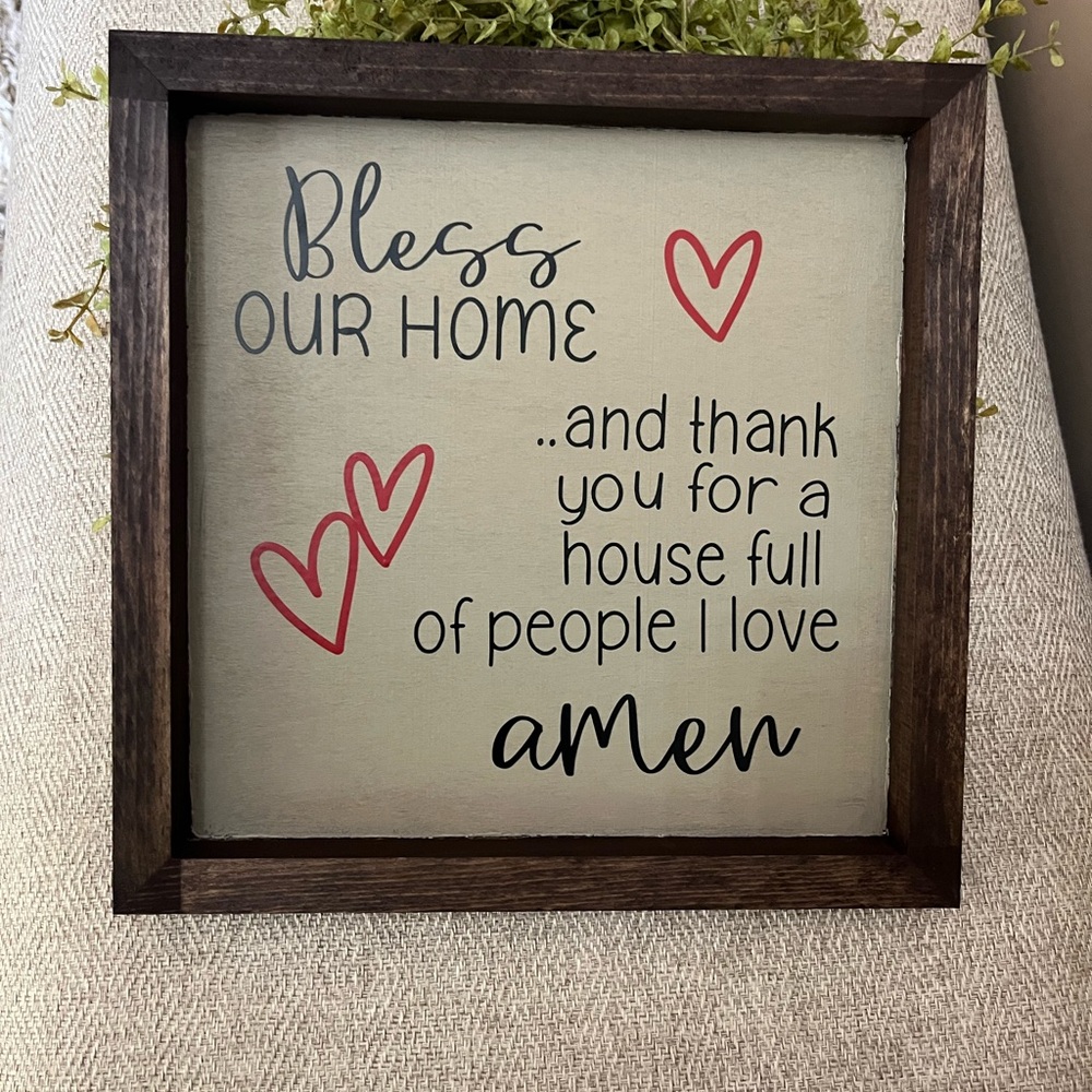 Bless Our Home Wall Art with Red Accents